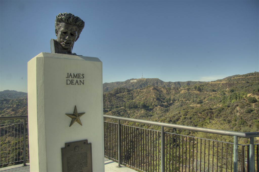 Smoking James Dean and Hollywood Sign