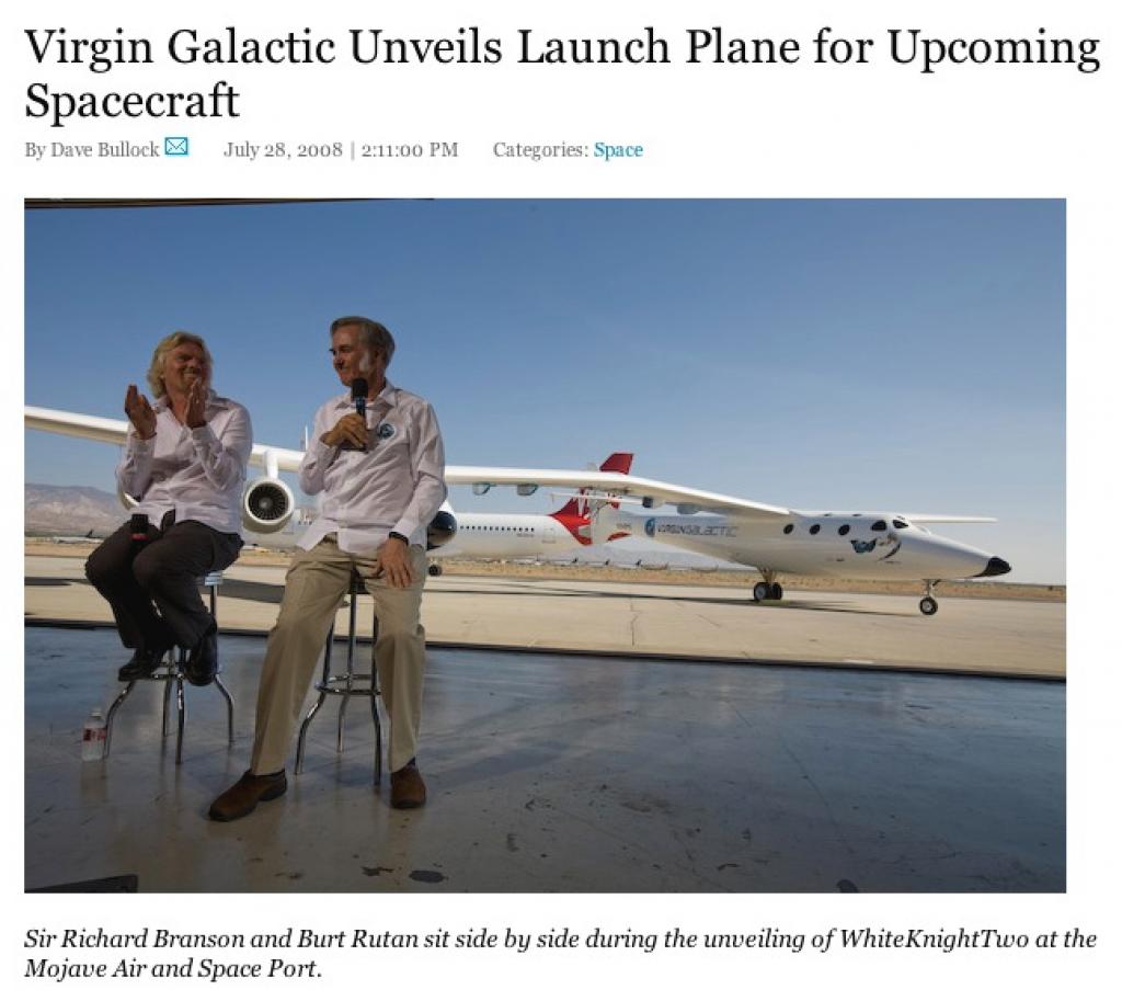 Virgin Galactic Unveils WhiteKnightTwo
